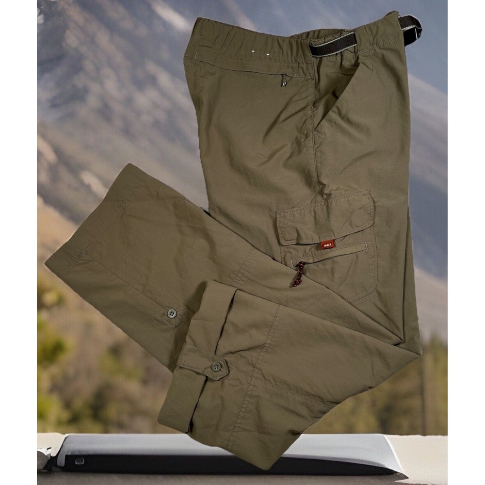 REI UPF 30+ Belted Denali Pants Women's 8 (30x29) Brown Nylon 6 Pocket Roll Hem